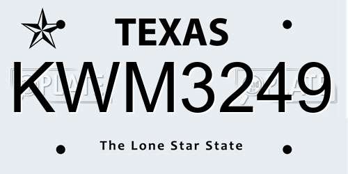 KWM3249 Texas License Plate