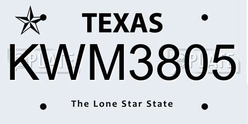KWM3805 Texas License Plate