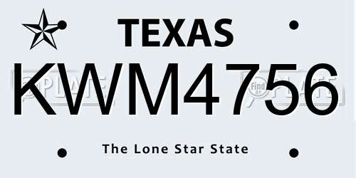 KWM4756 Texas License Plate