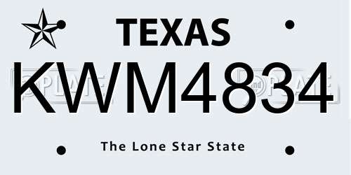 KWM4834 Texas License Plate