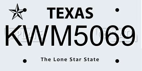 KWM5069 Texas License Plate