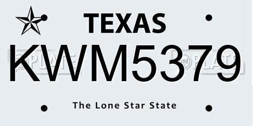 KWM5379 Texas License Plate