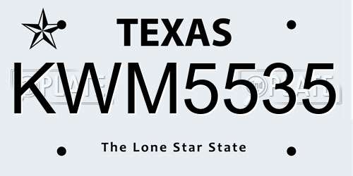 KWM5535 Texas License Plate
