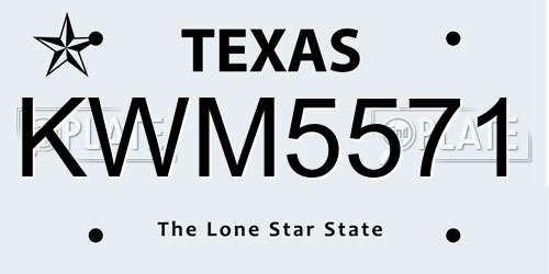KWM5571 Texas License Plate