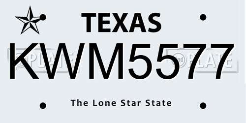 KWM5577 Texas License Plate
