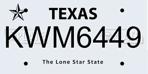 KWM6449 Texas License Plate