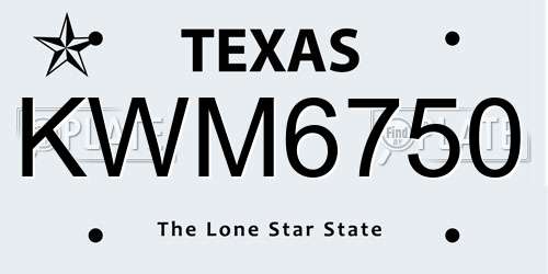 KWM6750 Texas License Plate