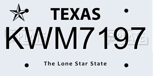 KWM7197 Texas License Plate