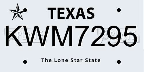 KWM7295 Texas License Plate