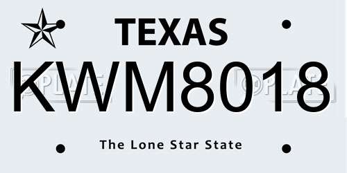KWM8018 Texas License Plate