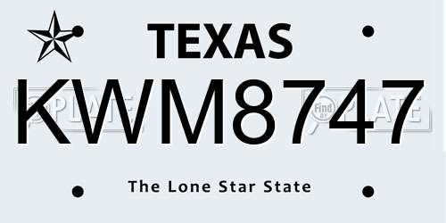 KWM8747 Texas License Plate