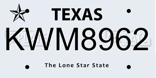 KWM8962 Texas License Plate