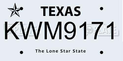 KWM9171 Texas License Plate