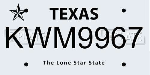KWM9967 Texas License Plate