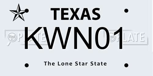 KWN01 Texas License Plate