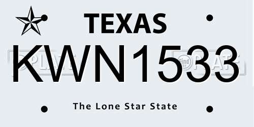 KWN1533 Texas License Plate