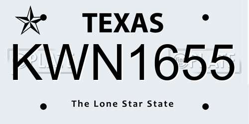 KWN1655 Texas License Plate