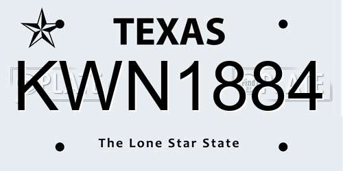KWN1884 Texas License Plate