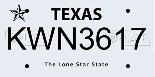 KWN3617 Texas License Plate
