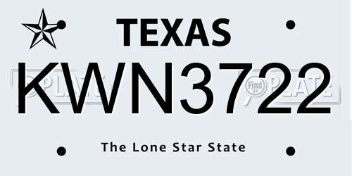 KWN3722 Texas License Plate