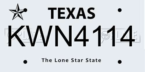 KWN4114 Texas License Plate