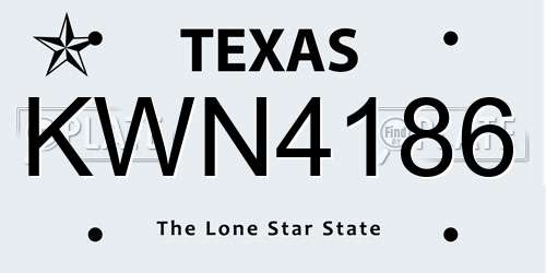 KWN4186 Texas License Plate