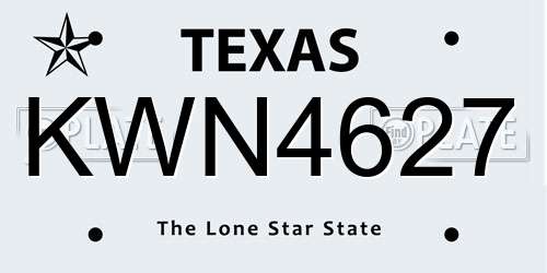 KWN4627 Texas License Plate
