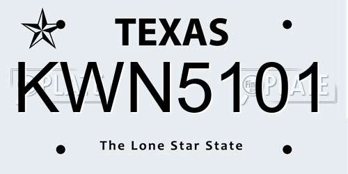 KWN5101 Texas License Plate