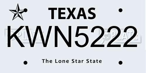 KWN5222 Texas License Plate