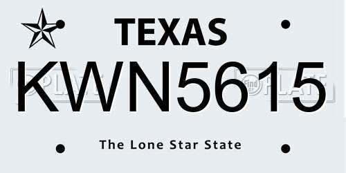 KWN5615 Texas License Plate