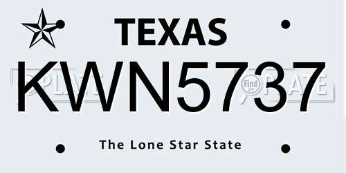 KWN5737 Texas License Plate