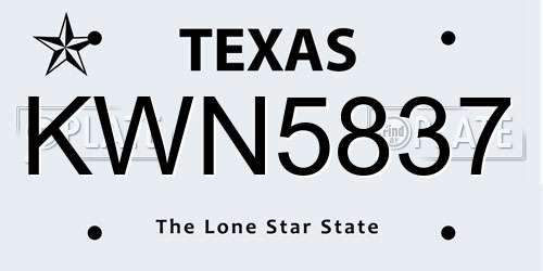 KWN5837 Texas License Plate