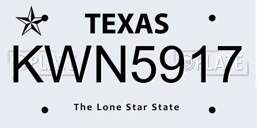 KWN5917 Texas License Plate