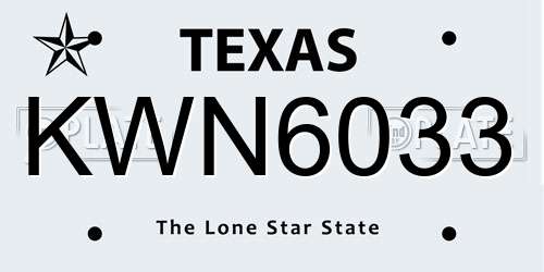 KWN6033 Texas License Plate