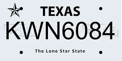 KWN6084 Texas License Plate