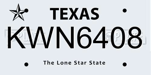 KWN6408 Texas License Plate
