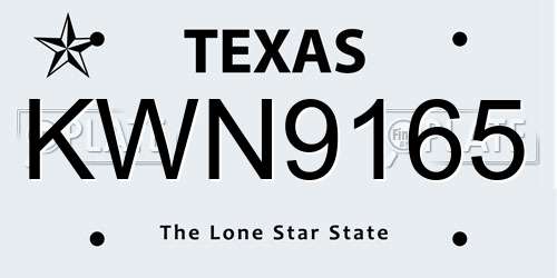 KWN9165 Texas License Plate