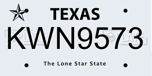 KWN9573 Texas License Plate