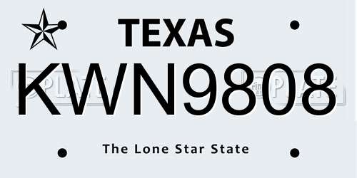 KWN9808 Texas License Plate
