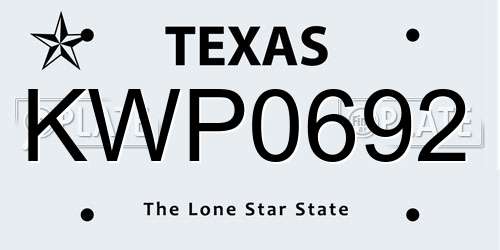 KWP0692 Texas License Plate