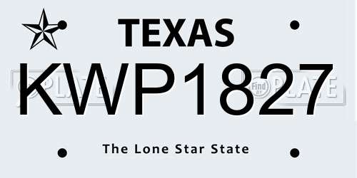 KWP1827 Texas License Plate