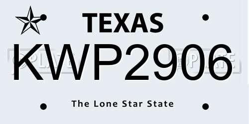 KWP2906 Texas License Plate