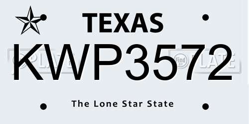 KWP3572 Texas License Plate