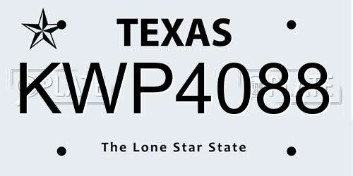KWP4088 Texas License Plate