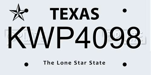 KWP4098 Texas License Plate