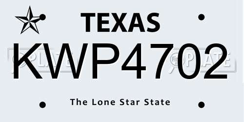KWP4702 Texas License Plate