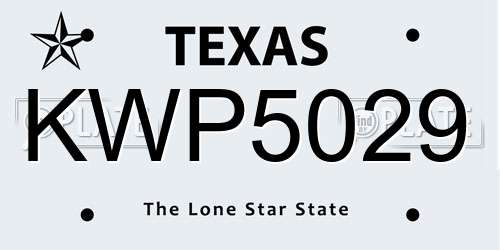 KWP5029 Texas License Plate