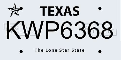 KWP6368 Texas License Plate