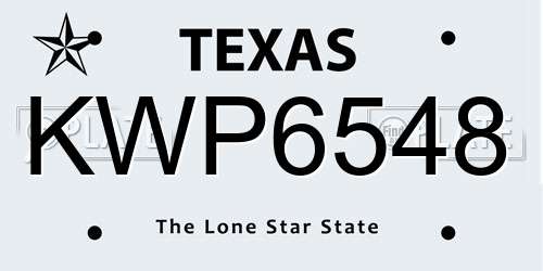 KWP6548 Texas License Plate