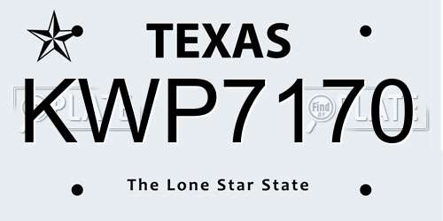 KWP7170 Texas License Plate